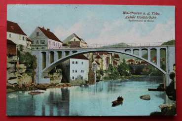AK Waidhofen a d Ybbs / 1914 / Zeller Hochbrücke / Spannweite 44 Meter / Boote / Niederösterreich